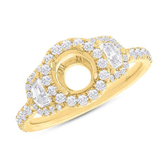 1.00ct 18k Yellow Gold Diamond Semi-mount Ring for 1.00ct Center