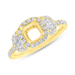 1.00ct 18k Yellow Gold Diamond Semi-mount Ring for 6x6mm Center