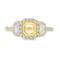 1.00ct 18k Yellow Gold Diamond Semi-mount Ring for 6x6mm Center