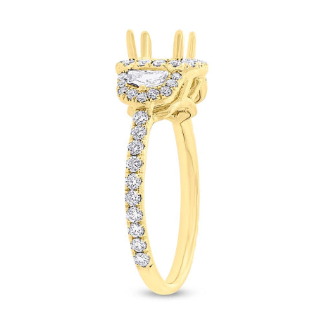 1.00ct 18k Yellow Gold Diamond Semi-mount Ring for 6x6mm Center