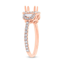 1.00ct 18k Rose Gold Diamond Semi-mount Ring for 6x6mm Center