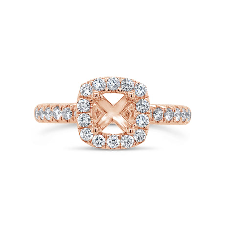 0.59ct 14k Rose Gold Diamond Semi-mount for 5x5mm Center