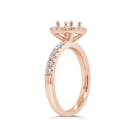 0.59ct 14k Rose Gold Diamond Semi-mount for 5x5mm Center