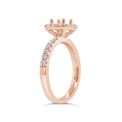 0.59ct 14k Rose Gold Diamond Semi-mount for 5x5mm Center