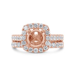 1.25ct 14k Rose Gold Diamond Semi-mount Ring 2-pc