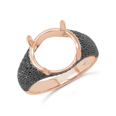 0.42ct 18k Rose Gold Black Diamond Semi-mount Ring Size 4