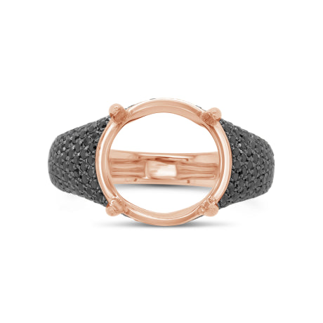 0.42ct 18k Rose Gold Black Diamond Semi-mount Ring Size 4