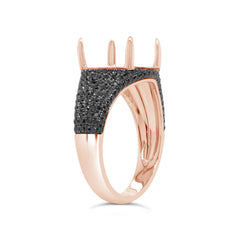 0.42ct 18k Rose Gold Black Diamond Semi-mount Ring Size 4