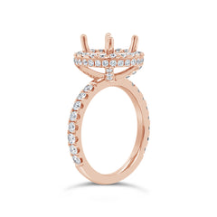 0.92ct 14k Rose Gold Diamond Semi-mount Ring for 2.00ct Center