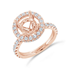 0.92ct 14k Rose Gold Diamond Semi-mount Ring for 2.00ct Center Size 4.5