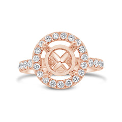 0.92ct 14k Rose Gold Diamond Semi-mount Ring for 2.00ct Center Size 4.5