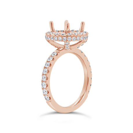 0.92ct 14k Rose Gold Diamond Semi-mount Ring for 2.00ct Center Size 4.5