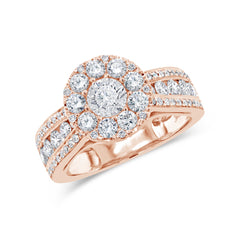 1.25ct 14k Rose Gold Diamond Cluster Engagement Ring