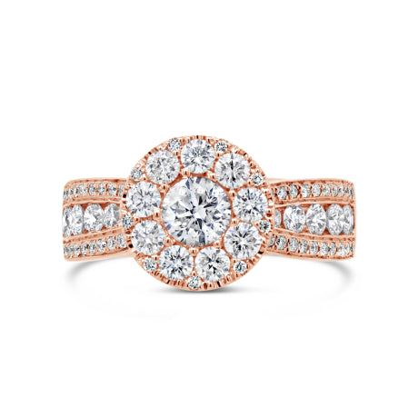 1.25ct 14k Rose Gold Diamond Cluster Engagement Ring