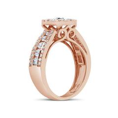 1.25ct 14k Rose Gold Diamond Cluster Engagement Ring