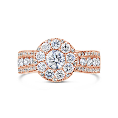 1.25ct 14k Rose Gold Diamond Cluster Engagement Ring Size 5