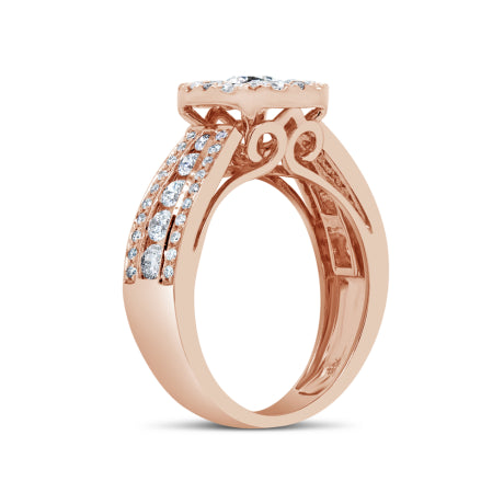 1.25ct 14k Rose Gold Diamond Cluster Engagement Ring Size 5