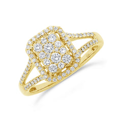 0.40ct 14k Yellow Gold Diamond Cluster Engagement Ring