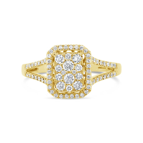 0.40ct 14k Yellow Gold Diamond Cluster Engagement Ring