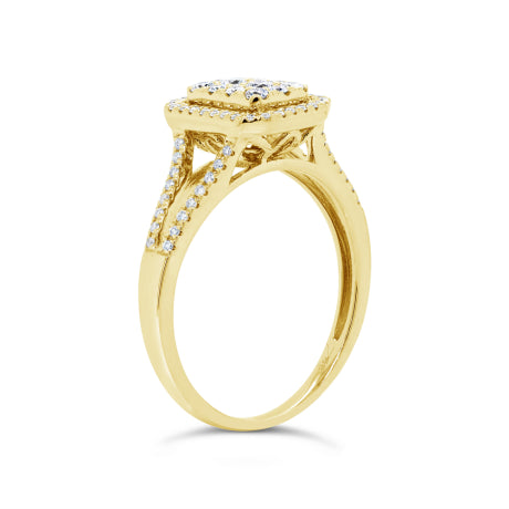 0.40ct 14k Yellow Gold Diamond Cluster Engagement Ring