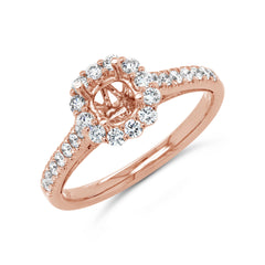 0.48ct 18k Rose Gold Diamond Semi-mount Ring for 0.75ct Center