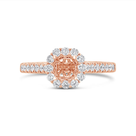 0.48ct 18k Rose Gold Diamond Semi-mount Ring for 0.75ct Center