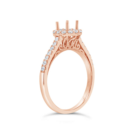 0.48ct 18k Rose Gold Diamond Semi-mount Ring for 0.75ct Center