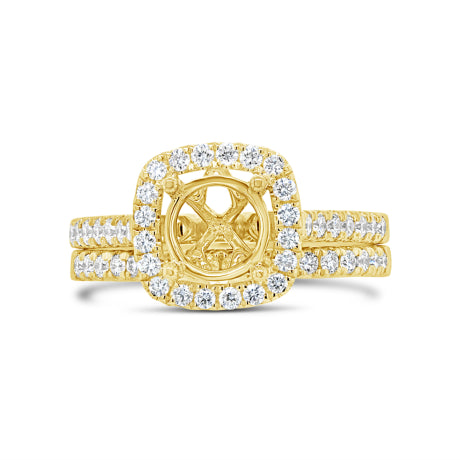 0.68ct 14k Yellow Gold Diamond Semi-mount Ring 2-pc