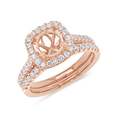 0.68ct 14k Rose Gold Diamond Semi-mount Ring 2-pc