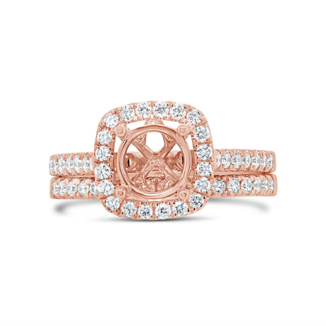 0.68ct 14k Rose Gold Diamond Semi-mount Ring 2-pc