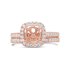 0.68ct 14k Rose Gold Diamond Semi-mount Ring 2-pc