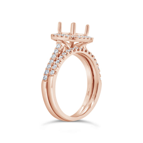 0.68ct 14k Rose Gold Diamond Semi-mount Ring 2-pc