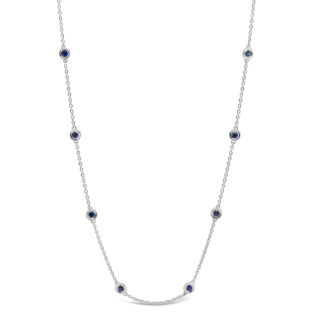 0.36ct 18k White Gold 18" Blue Sapphire By The Yard Chain