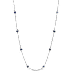0.36ct 18k White Gold 18" Blue Sapphire By The Yard Chain