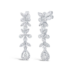 1.41ct 14k White Gold Diamond Flower Earring
