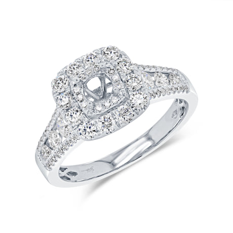 1.00ct 14k White Gold Diamond Semi-mount Ring for 0.40ct Center