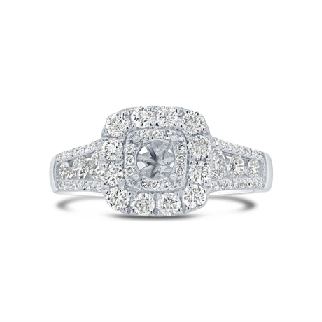 1.00ct 14k White Gold Diamond Semi-mount Ring for 0.40ct Center