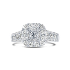 1.00ct 14k White Gold Diamond Semi-mount Ring for 0.40ct Center