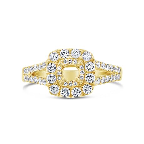 0.80ct 14k Yellow Gold Diamond Semi-mount for 0.40ct Center