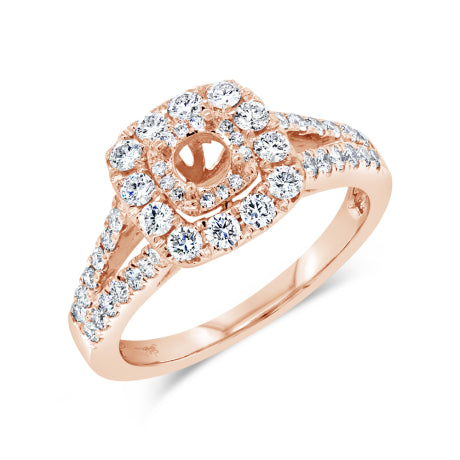 0.80ct 14k Rose Gold Diamond Semi-mount for 0.40ct Center