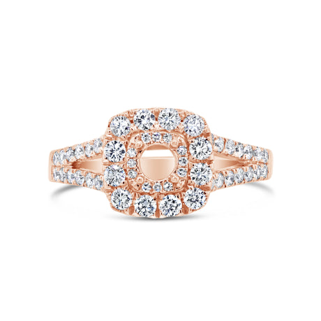 0.80ct 14k Rose Gold Diamond Semi-mount for 0.40ct Center