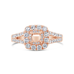 0.80ct 14k Rose Gold Diamond Semi-mount for 0.40ct Center