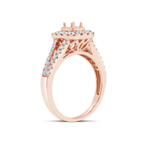 0.80ct 14k Rose Gold Diamond Semi-mount for 0.40ct Center