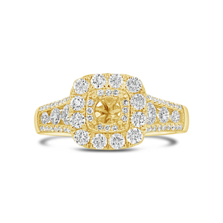 1.00ct 14k Yellow Gold Diamond Semi-mount Ring for 0.40ct Center