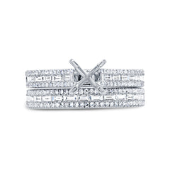 0.95ct 14k White Gold Diamond Baguette Semi-mount Ring 2-pc For 0.75ct Center