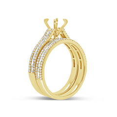0.95ct 14k Yellow Gold Diamond Baguette Semi-mount Ring 2-pc For 0.75ct Center