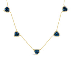 0.40ct Diamond & 6.94ct Blue Topaz 14k Yellow Gold Necklace