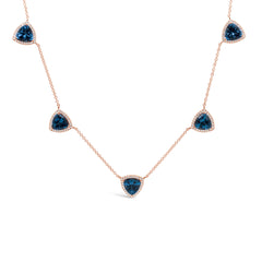 0.40ct Diamond & 6.94ct Blue Topaz 14k Rose Gold Necklace