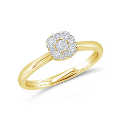 0.29ct 14k Yellow Gold Diamond Cluster Engagment Ring