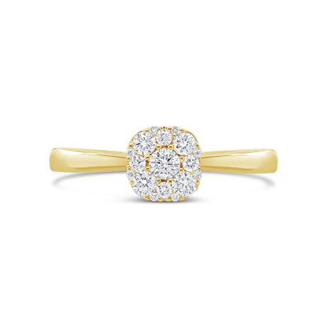 0.29ct 14k Yellow Gold Diamond Cluster Engagment Ring
